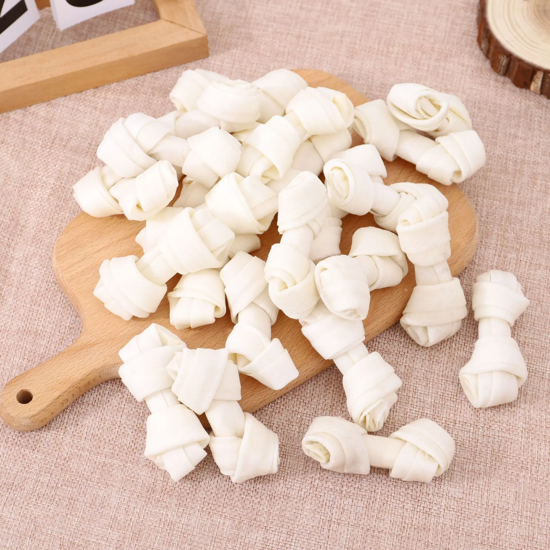 Factory Dog Treat White Bone Various Sizes Rawhide Knotted Bones Dog Chew Snacks Natural Dog Treats