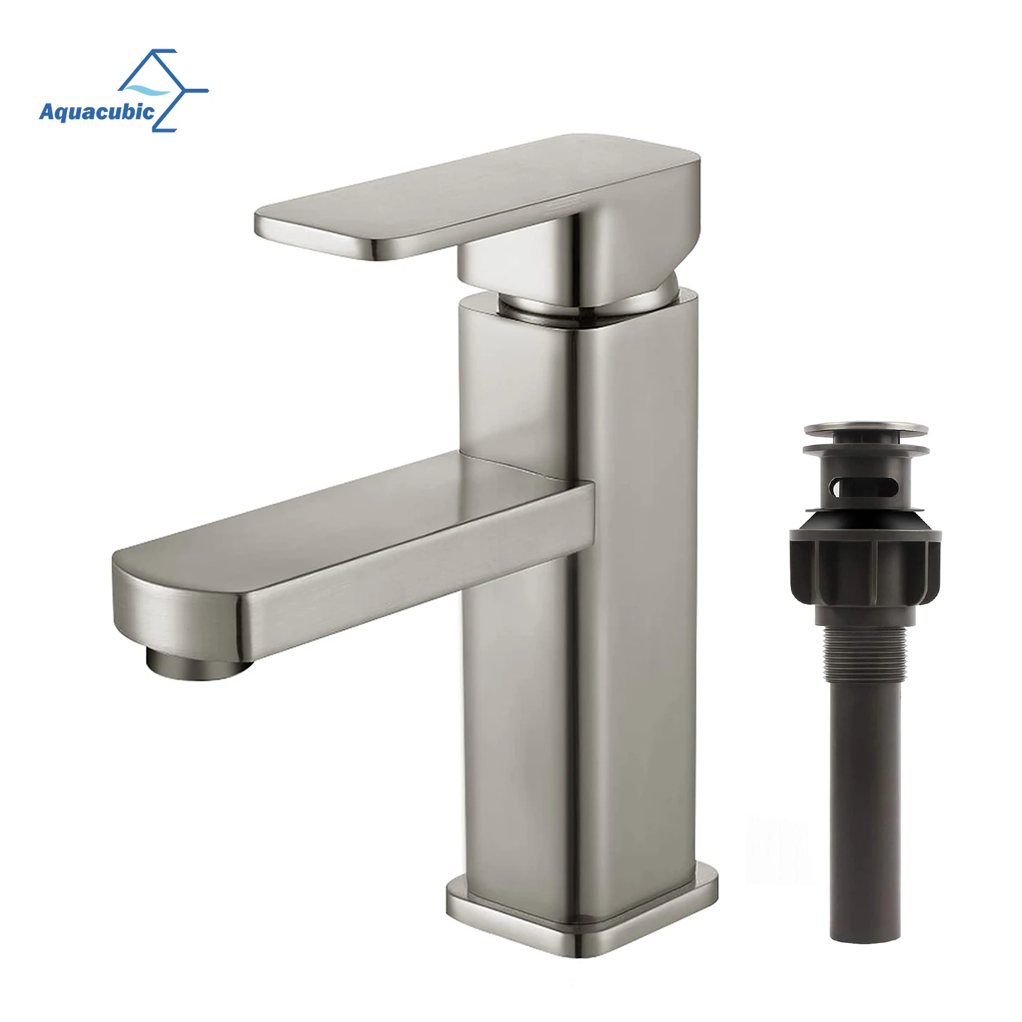Modern Design Bathroom Faucet Nickel Brushed Surface Single Hole Bathroom Sink Faucet