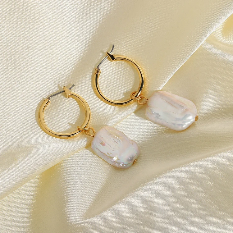 Rainbow color beautiful sheen cultured baroque natural pearl earrings fresh water mother of pearl dangle drop earrings women