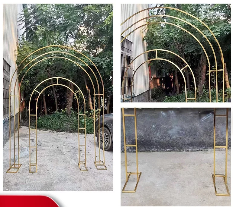 Popular iron wedding props background decoration rack stage arch flower stand romantic gold metal arch