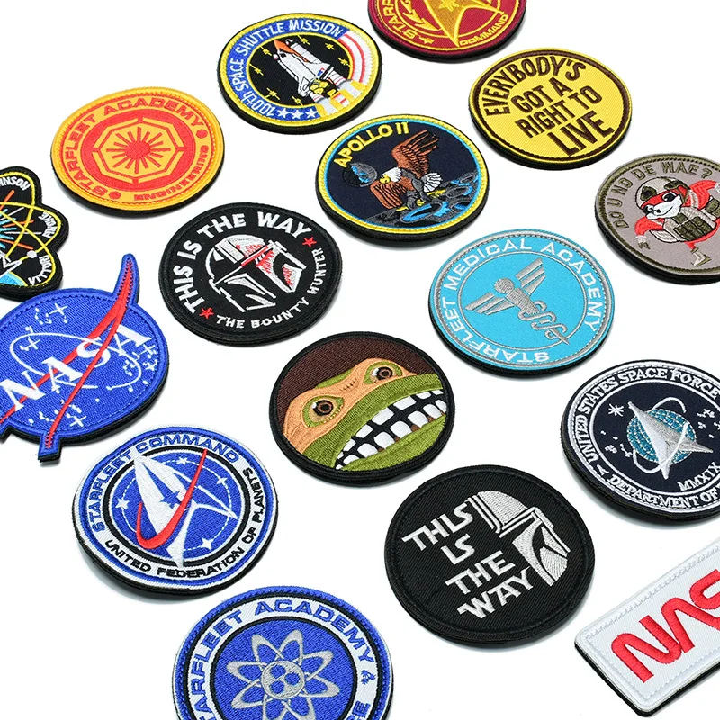 Готовые к отправке нашивки с крючками и петлями вышивка на заказ аэрокосмические логотипом для одежды