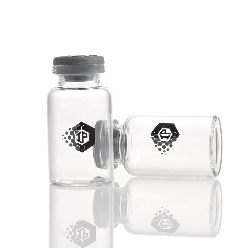 Wholesale clear 2ml 3ml 5ml 10ml custom printed design glass injection vials with rubber stopper
