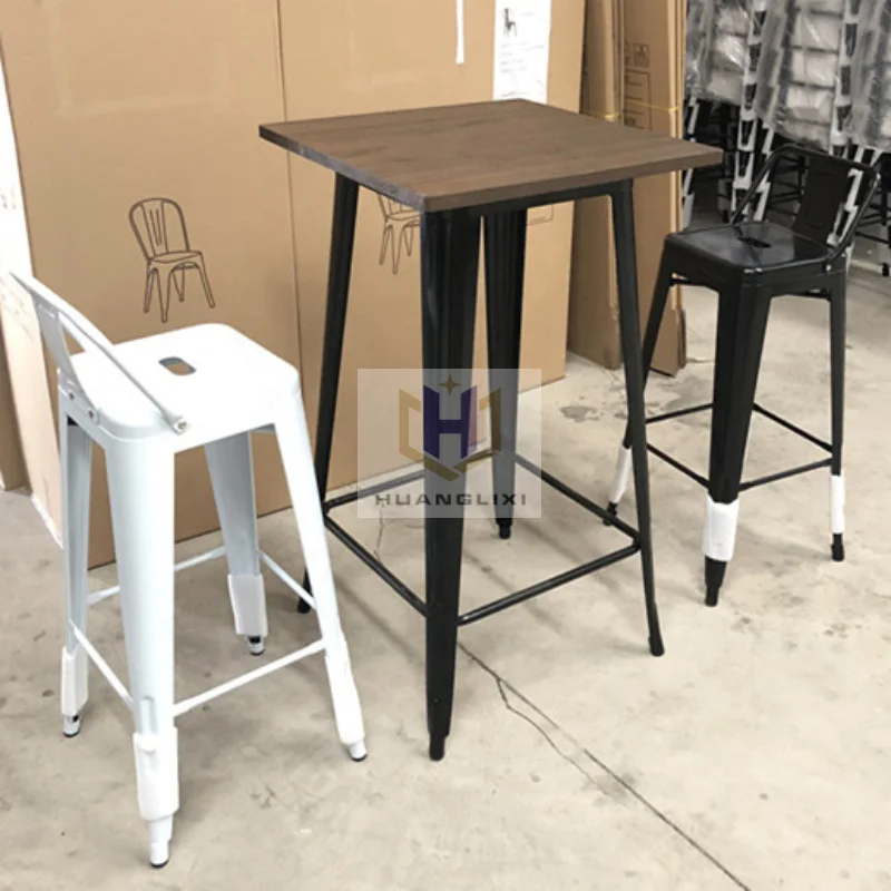 furniture factory made restaurant coffee fast food cafe Industrial metal plastic wood table and chair