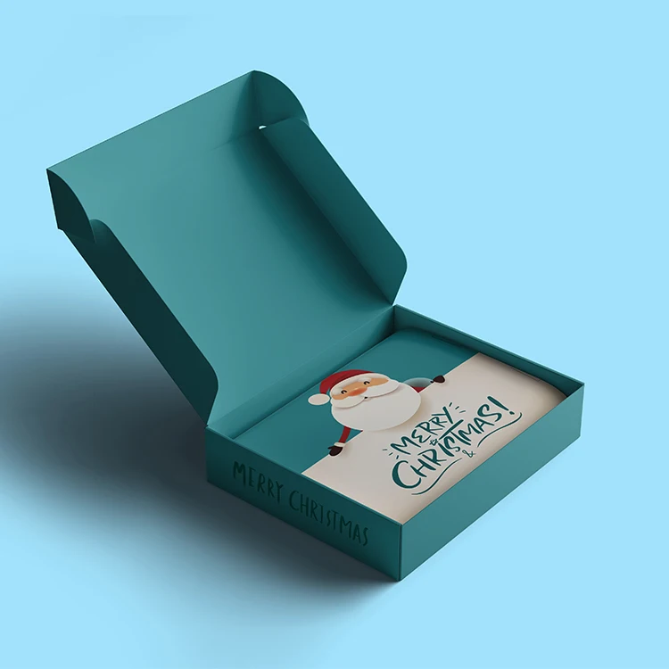 Christmas Design Corrugated Cardboard Folding Flat Gift Packaging Mailer Box With Logo