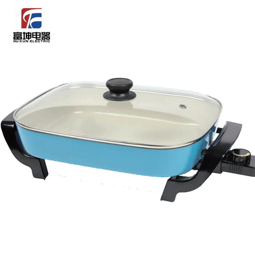 rectangle electric frying pan die casting Aluminium deep fry pans with non-stick coating FK 1031