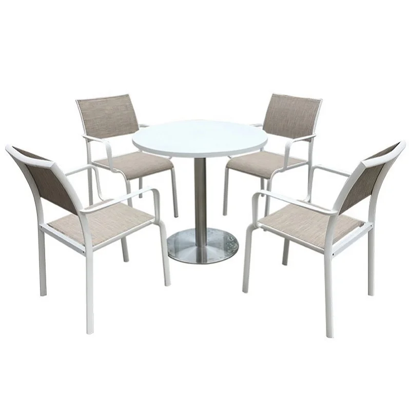 Cheap best selling new style modern home dining room outdoor metal furniture sets aluminum 4 chair and table set