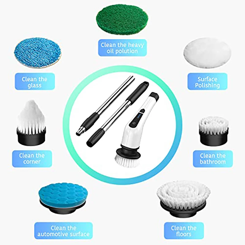 C&C New Design Household Spin Scrubber Electric Cleaning Brush Removing Stubborn Stains Floor Cleaner