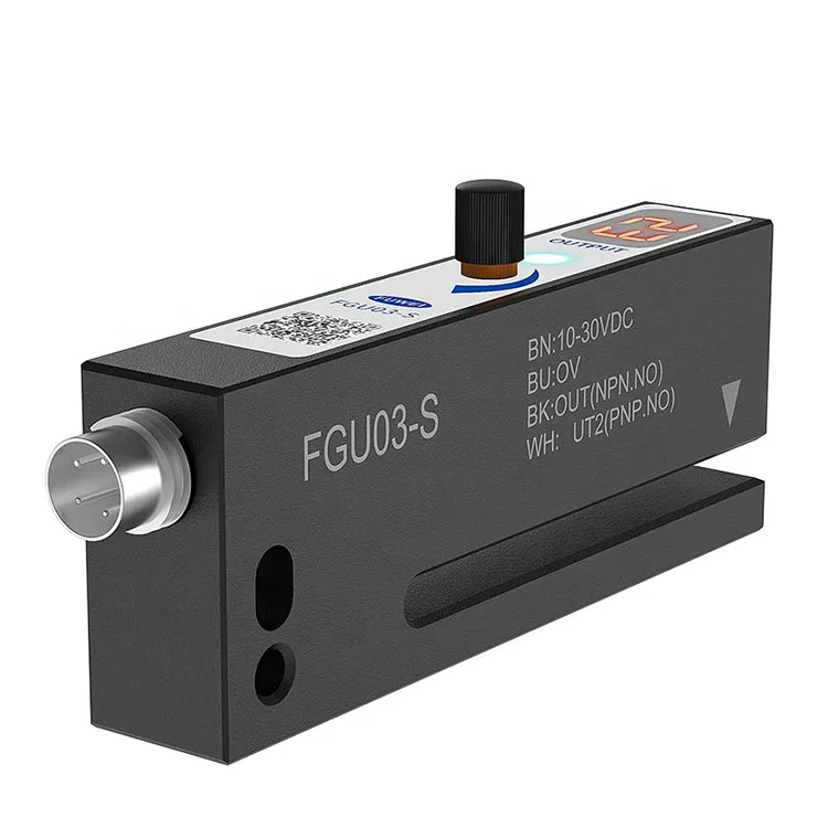 FUWEI M8 4PIN Slot Type Photoelectric Label Sensor Aluminum Alloy Non-transparent Label Sensor