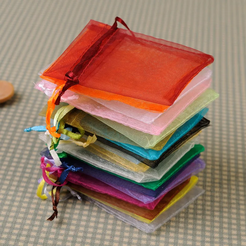 Manufacturers wholesale stock organza bag bundle mouth plain gift jewelry packaging yarn bag sample cosmetics yarn bag