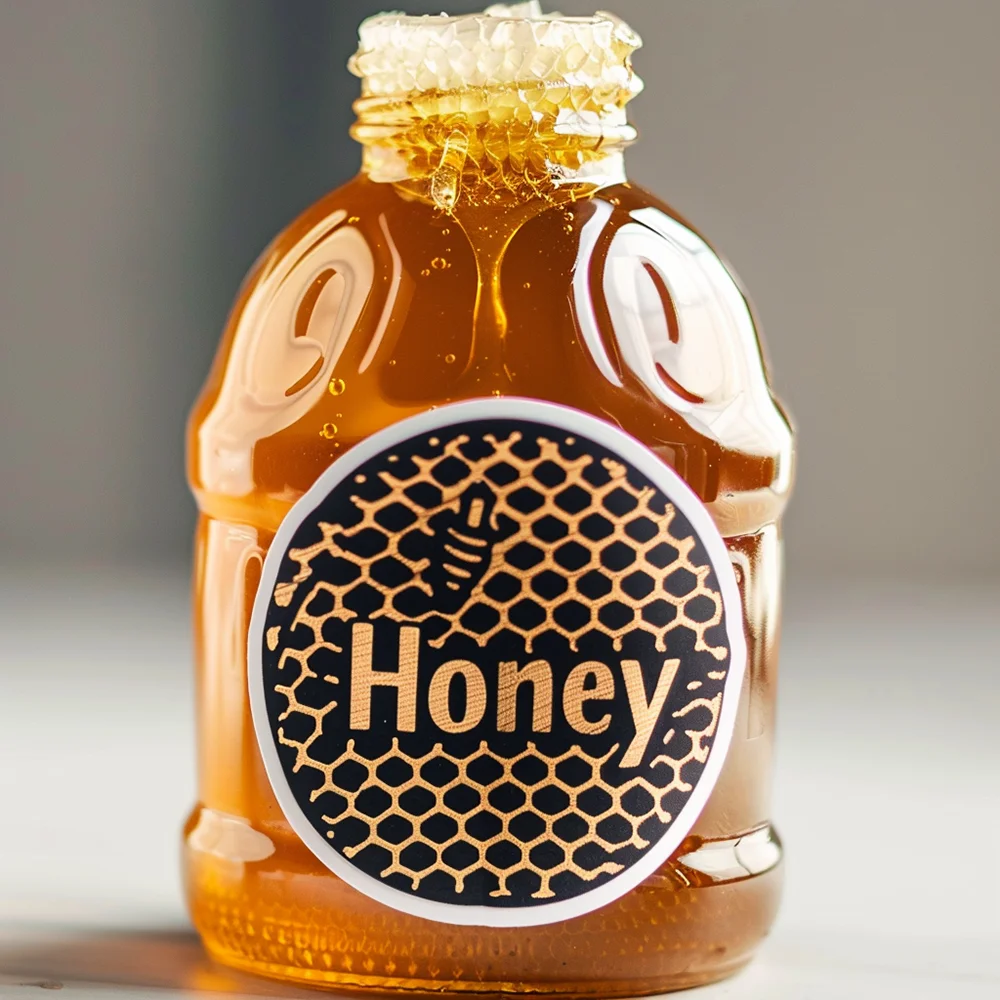 Custom Premium Gold Foil Packaging Labels Printing Honey Brand Hot Stamping Stickers Seasoning Jam Label For Food Jar Bottle