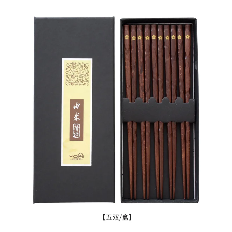 Japanese  style rose wood sushi chopsticks 5 pairs/box