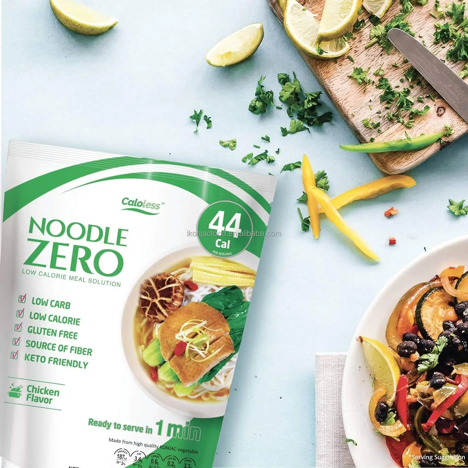 Organic Zero-Fat Konjac Noodles Deliciously Flavored Instant Spaghetti with Customizable Taste Packaged in Bulk or Bags