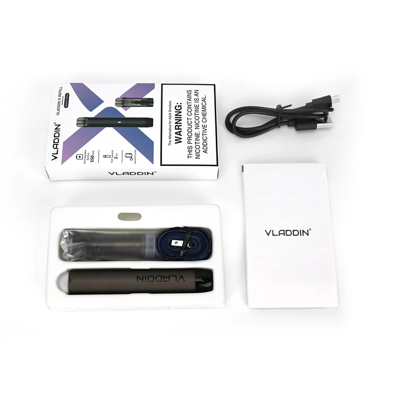  Оригинальный вейп Фабрика оптовая продажа Vladdin 2 мл 550 мАч USB X заправка