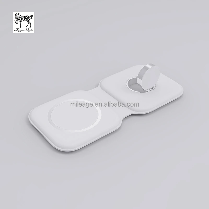 New Product 2 In 1 Folding Magnetic Charging Dual Pad 15W Fast Wireless Magsafing Duo Charger For Iphone 12 Pro Max Iwatch