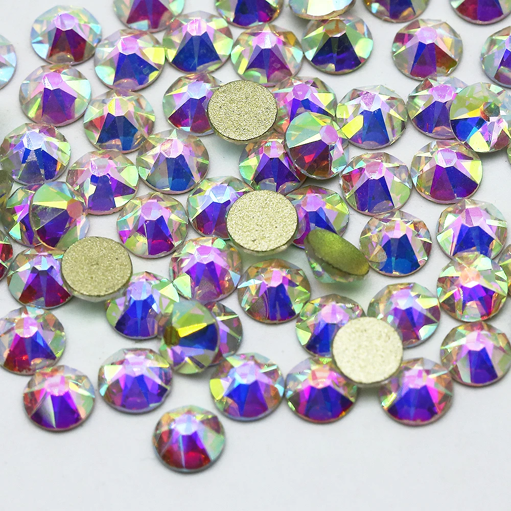 XULIN 3A 8+8 16 Cut Star Faceted Gold Bottom Non Hot Fix Glass Crystal AB Rhinestone For Nail Art
