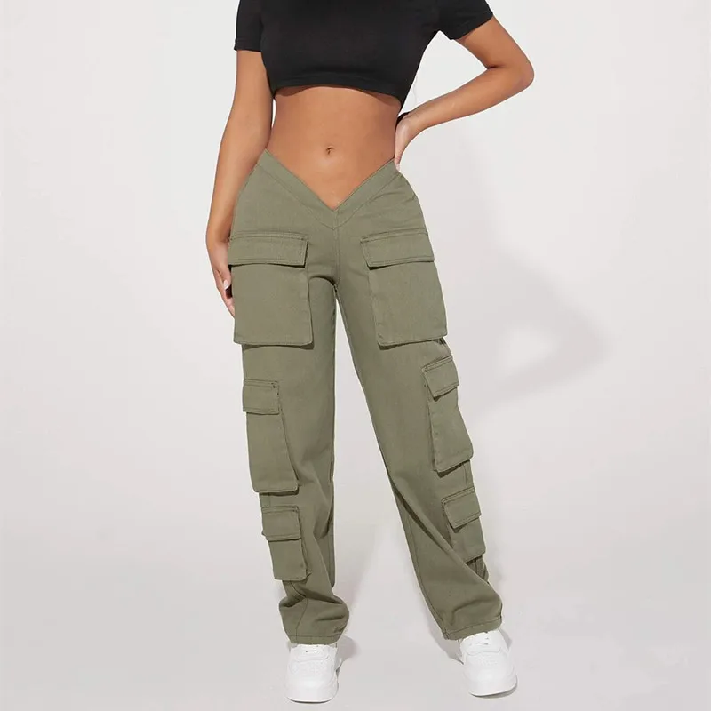 2022 newly CUSTOM womens sexy tactical multiple 6 pocket camo cargo pants & trousers streetwear