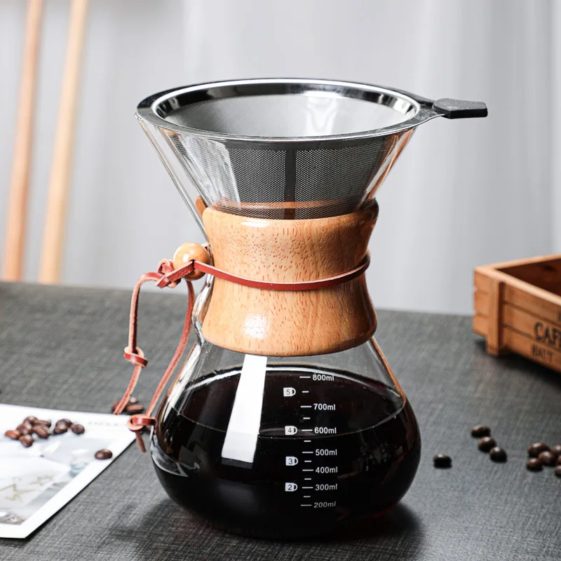Barista Series Accessories Pour Over Coffee Maker Pot With Stainless Steel Filter Dripping Coffee Reusable Coffee Filter