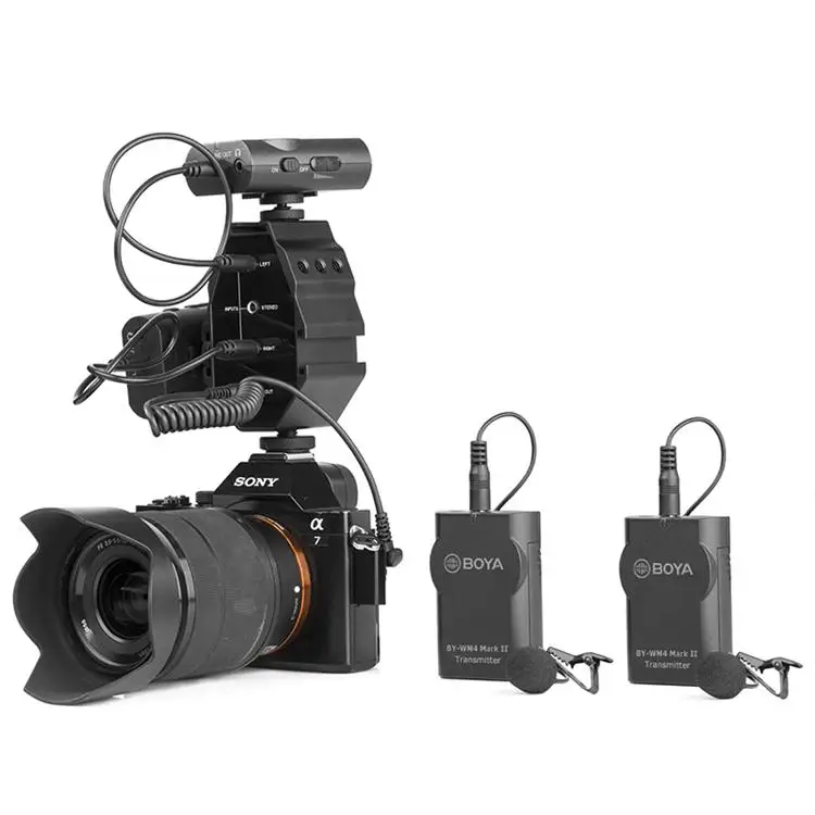 Boya BY-WM4 MK II Wireless Studio Condenser Microphone System Lavalier Interview Mic for iPhone Canon Nikon Camera Smooth 4