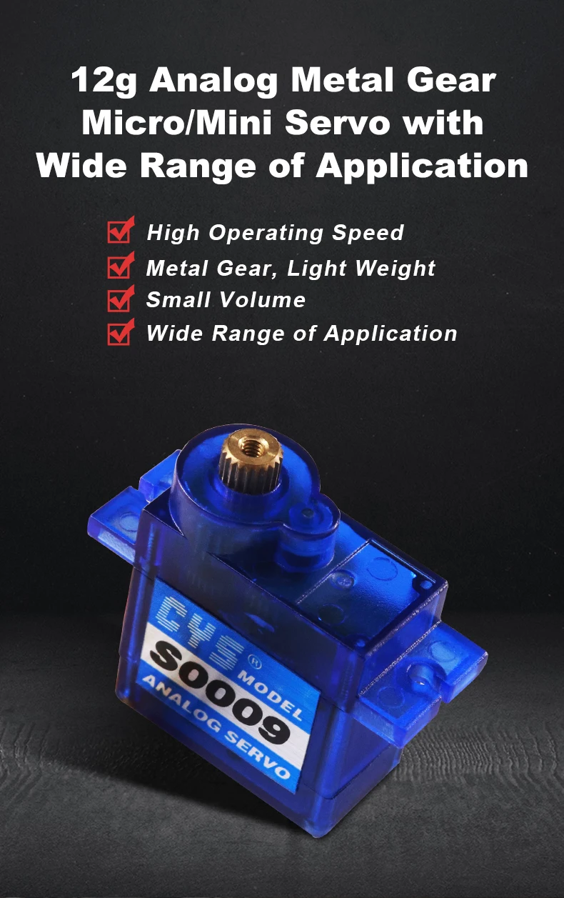CYS-S0009MG 1.5kg Torque Small Volume RC Metal Gear Servo for RC Plane Helicopter Unmanned Aerial Vehicle