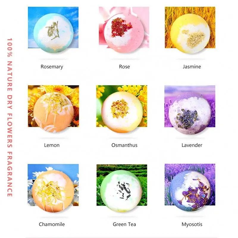 Hot Selling Private Label Customized Rich Bubble Floral Scent Vegan Bath Bombs