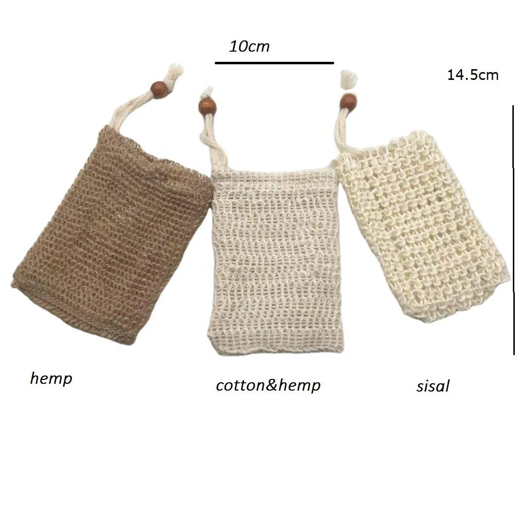 12*14CM Soap Net Bag Organic Hemp Sisal Eco Soap Bag with Drawstring