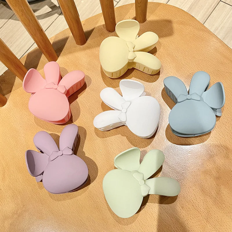 2021 Japanese And Korean Wind Sweet Cute Little Rabbit Catch Clip Macaron Color Plate Hairpin Shark Clip