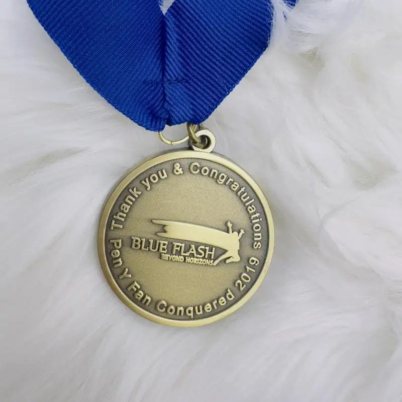 Medal Manufacture custom design sports marathon reward  medal Zinc alloy Anti gold silver copper  medal with custom  ribbons