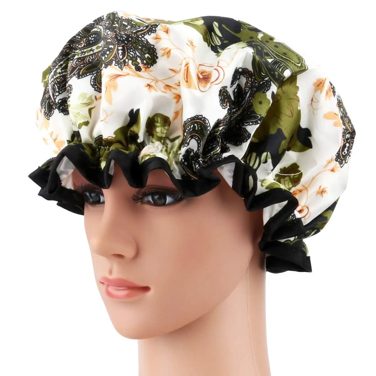 
Wholesale Reusable Double Layer Satin Customized Adjustable Waterproof Shower Cap 