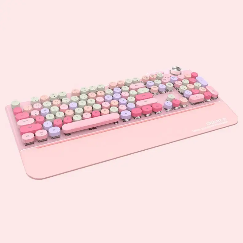 BT 2.4g Wireless Wired Charging Three-mode game Office cute round keys G7 mechanical keyboard
