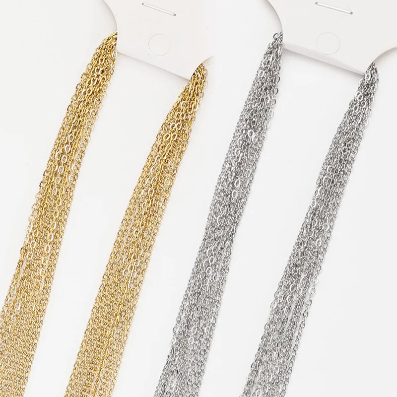 45cm stainless steel chain 1.4mm O-word pressed batch corner cross chain Silver gold plated necklace DIY jewelry chain