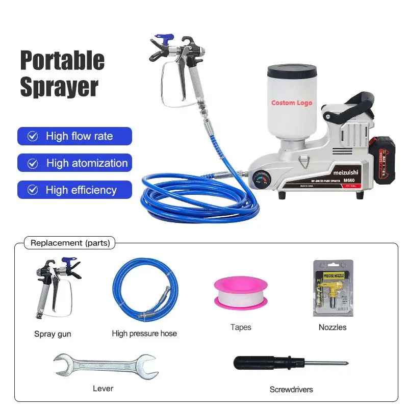 China Hot Sale Customized Logo Lithium Battery Spray Gun Wireless Paint Spray Gun Home Decoration Paint Spray Gun