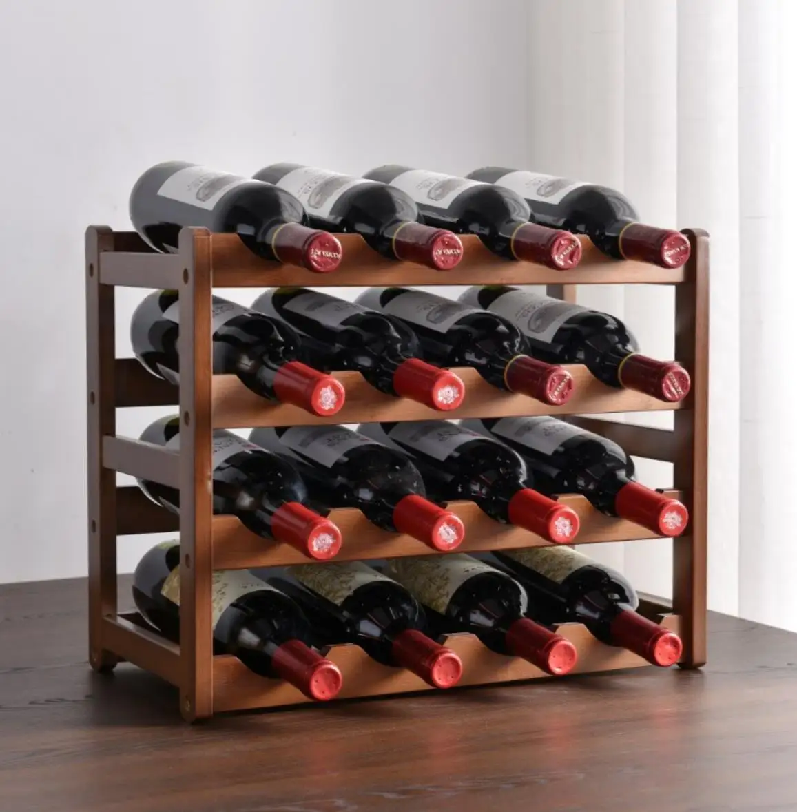 Полка для хранения винных бутылок, классический бамбуковый держатель «сделай сам»