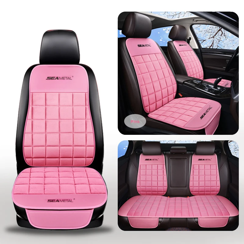 SEAMETAL Plush Automobiles Seats Cover Set Universal Vehicles Seat Protector