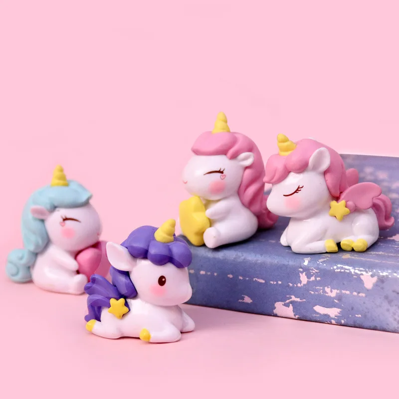 Soododo New Selling Lovely Unicorn Doll Decorations Wholesale Cartoon Model Desktop Cake Decoration Ornaments