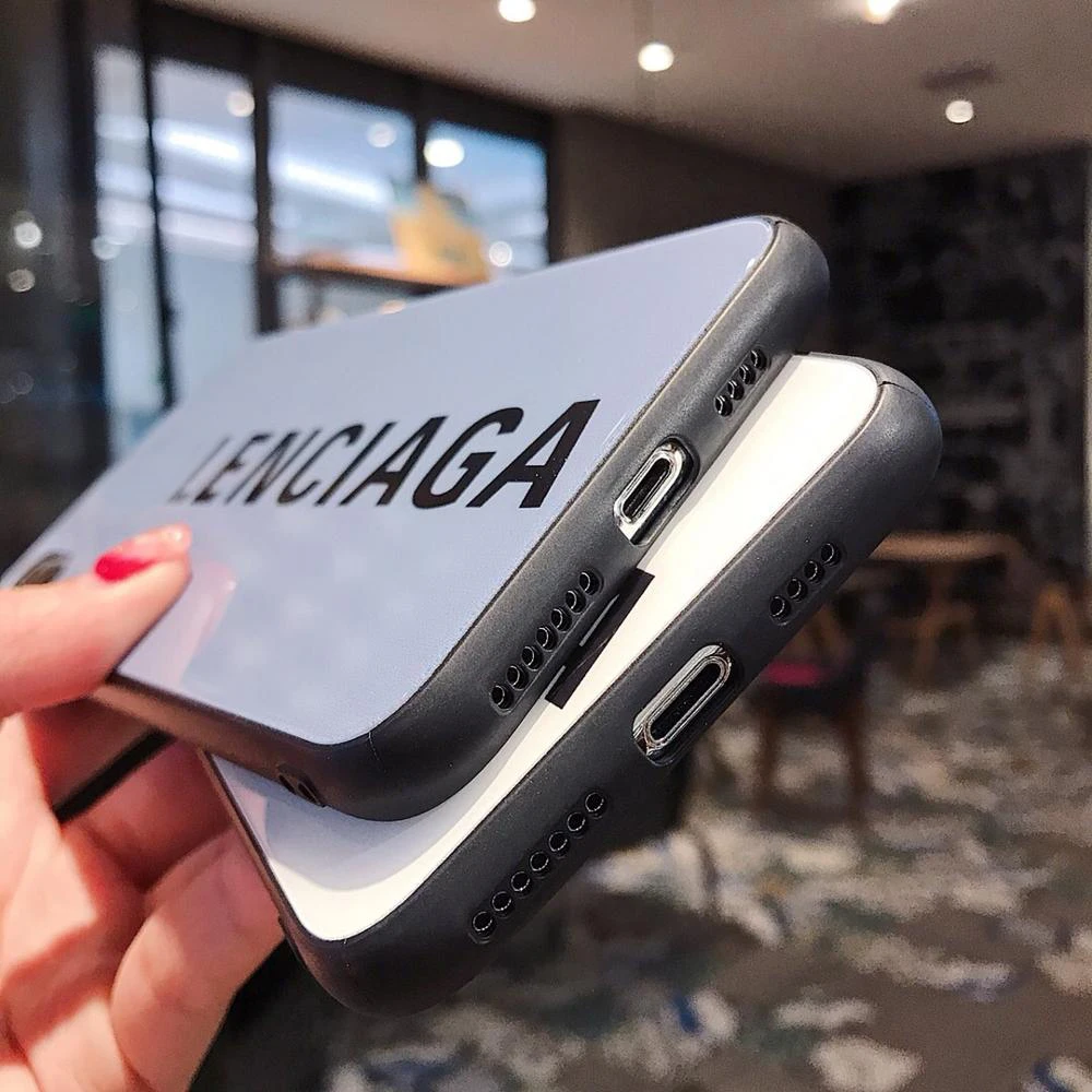  Чехол для iphone 11 стеклянная задняя крышка модный брендовый защитный чехол с чистым дизайном логотипа телефона 12 pro
