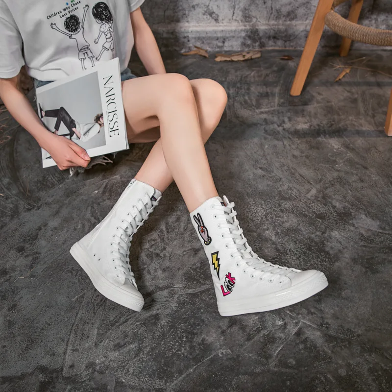 Factory Wholesale Lace-Up High Top All Blank Plain Classic Casual Canvas Sneaker Custom Women White Canvas Shoes