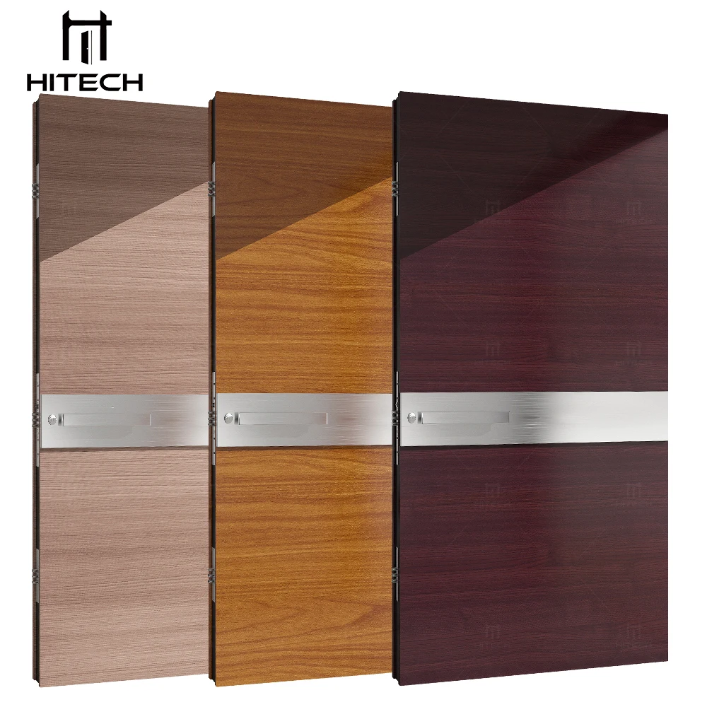 Hitech luxury villa entry pivot steel wooden door minimalist exterior hotel doors plywood door designs