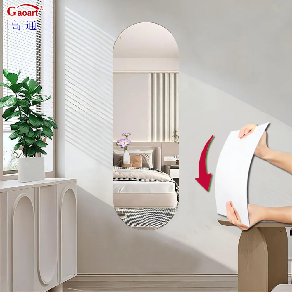 New Design Decorations Oval Aesthetic Personalized Large Wall Art Self Adhesive Sheet 2mm Panel Acrylic Mirror Plate For Home