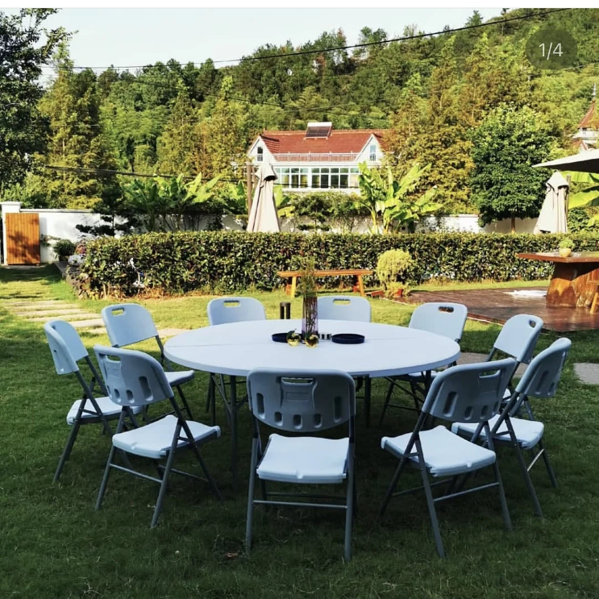 Wholesale 60 inch HDPE Circle Dining table Wedding Banquet White folding round plastic table