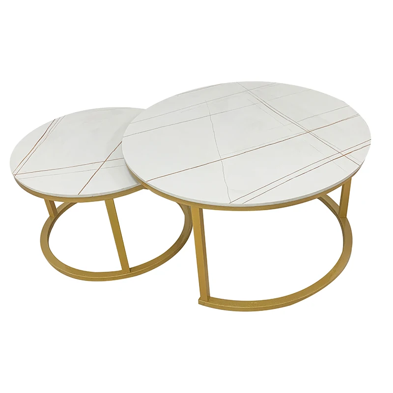 Роскошный кофейный столик из 2 предметов с мраморной поверхностью