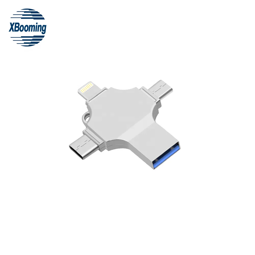 2021 Wholesale OEM Usb Memory Metal 4GB 8GB 16GB 32GB 4 in1 pen drive Otg USB Flash Drive