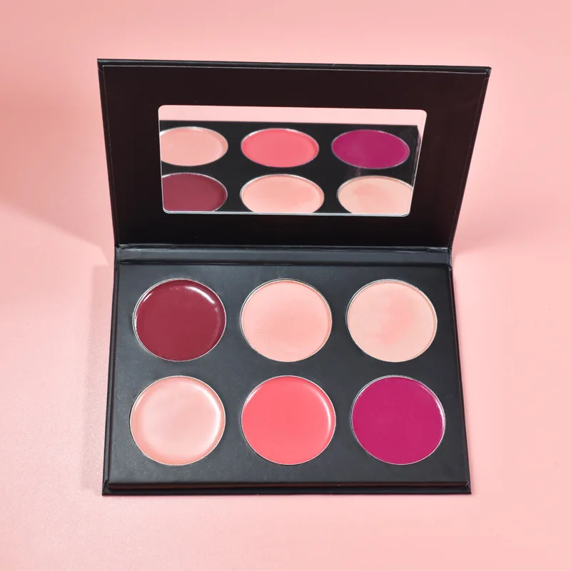 Self selected DIY makeup powder blusher plate without logo 6 color facelift highlight combination plate