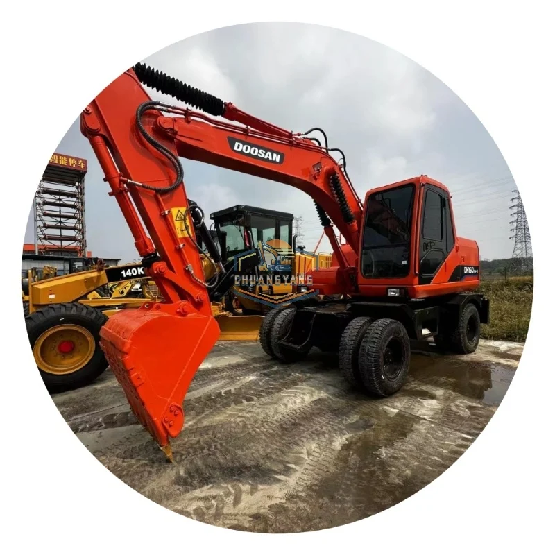 DOOSAN DH150 Wheeled Excavator Mini 15 Ton High Brand Used Bobcat Machine Secondhand Cummins Engine Dozer 10 Ton Low Price Pump
