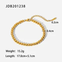 Minimalist Ins 18k Gold Plated Stainless Steel Jewelry Waterproof 5mm Bead Chain Bracelet For Women