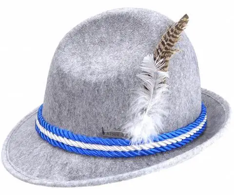 Adult unisex Swiss German Alpine Bavarian Oktoberfest Felt Hat Cap with Feathers