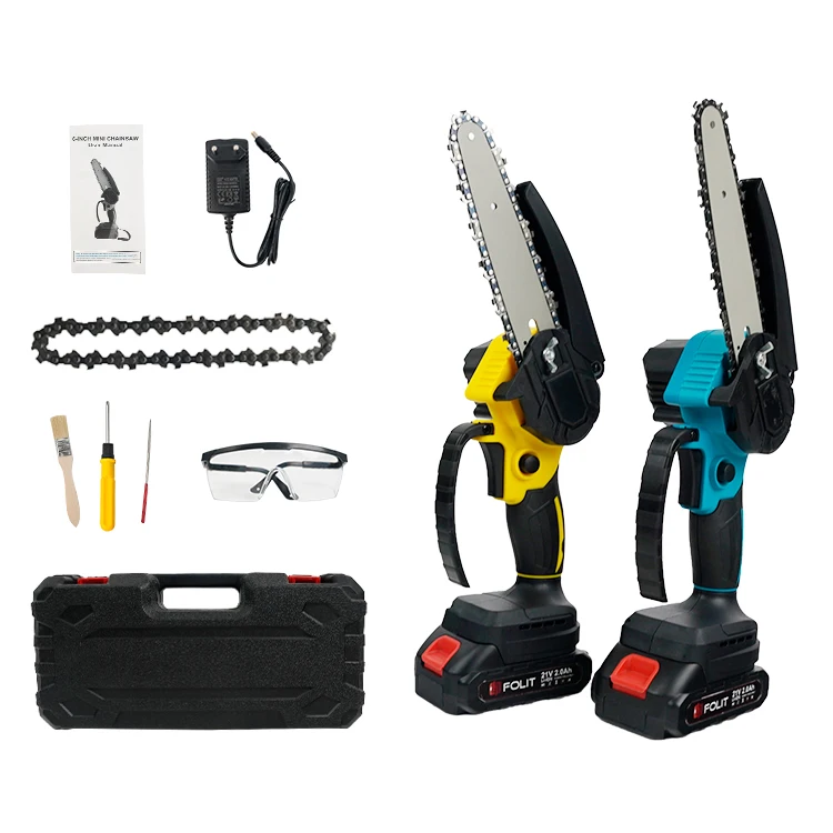 New arrival electric 2000mAh battery powered household DIY power tools 6-inch chainsaw cordless with accessories