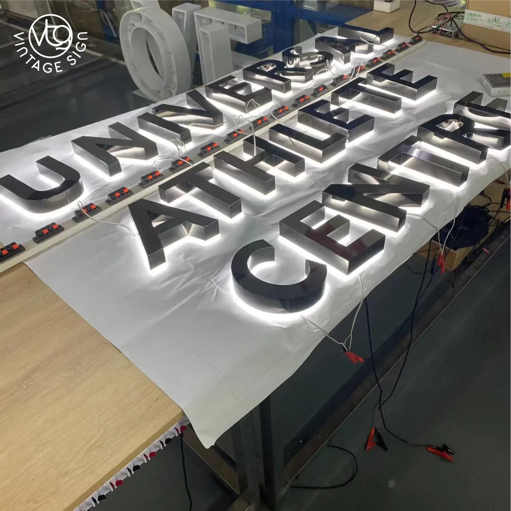 Logoe Used Outdoor Shop Name Board Design Light Sign Led Logo 3D Lighting Acrylic Led Channel Letters Signs