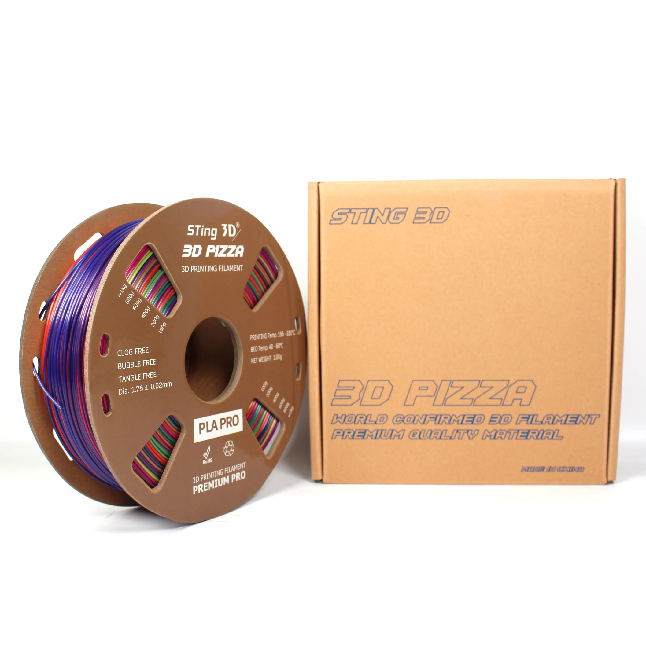 Sting3d PLA 3d печатная нить macron rainbow 1,75 мм PLA 3d нить PLA плюс нить 1,75 мм Новый цветной элемент для 3d принтера