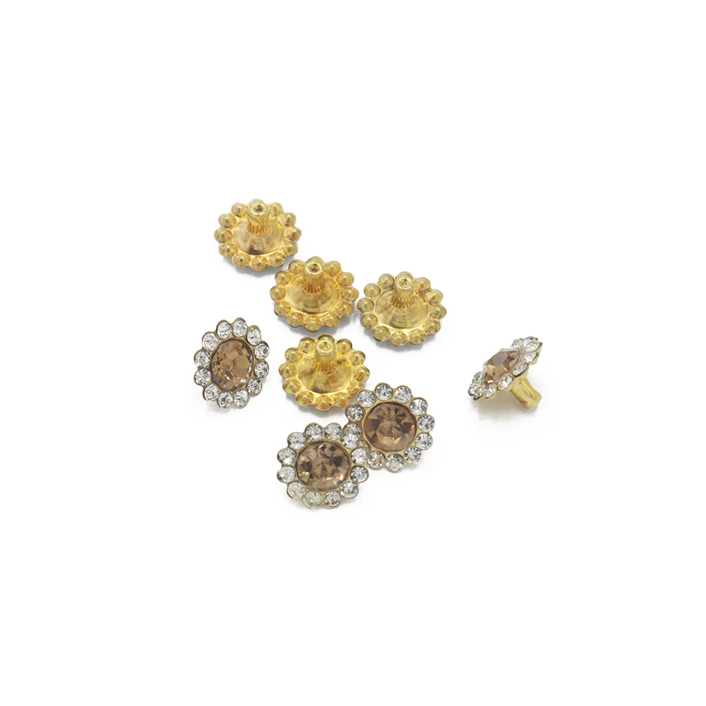 Wholesale Leather crystal rhinestone decoration rivet custom metal rivet for shoe bags