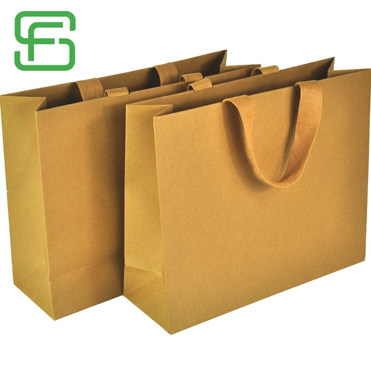 Hot Sale Custom Boutique Brown Kraft Shopping Craft Paper Gift Bags Packaging With Your Own Logo Brown Craft Paper Shopping Bag